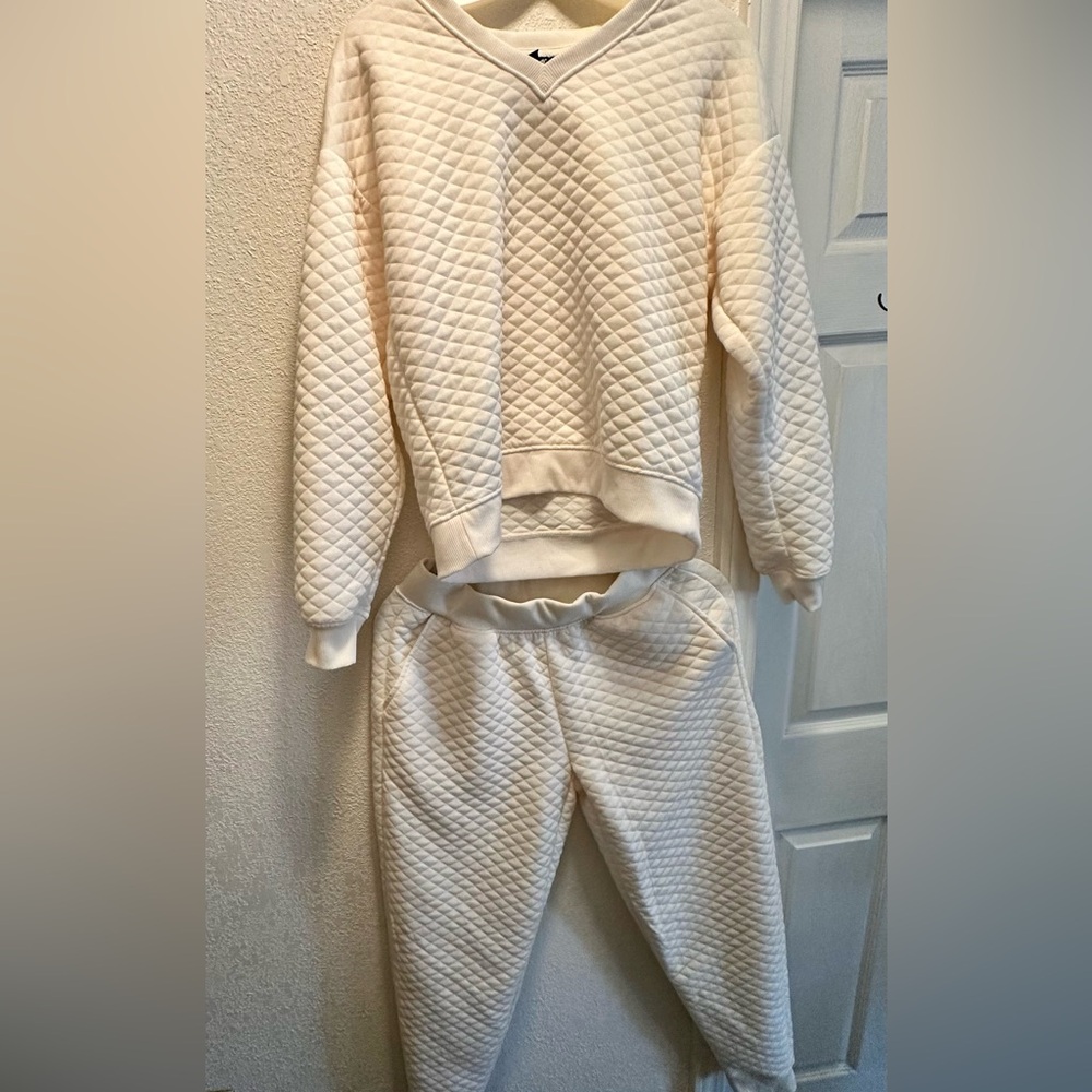 Lands’ End Quilted Lounge Set Sweatsuit Matching Set Cozy 2 Piece